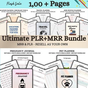 1000+ Pages PLR Canva Template Bundle, Canva PLR Templates, Planners, Journals, Printable, Master Resell Rights, PLR Products.