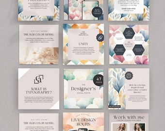 Lot de modèles de publication The Designers, créations Canva modifiables, créations pour réseaux sociaux, lot Social Media Manager