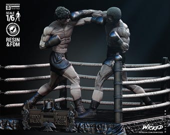 Rocky Balboa i Apollo Creed Diorama Wicked3d żywiczna figurka 3dprint, miniatura niepomalowana