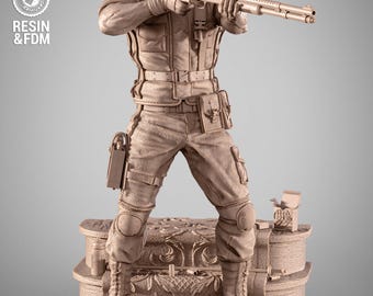 Estatua de la película Resident Evil de Chris Redfield, figura de resina 3D impresa en 3D de Marvel, miniatura sin pintar.