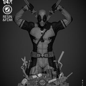 Deadpool 3 Busto Wicked3d żywica figura 3dprint Marvela, miniatura niepomalowana