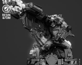 Estatua de Guardianes de la Galaxia de Rocket Racoon Comic Wicked3d resina 3dprint Marvel figura, miniatura