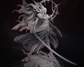 Malenia Elden Ring Fan Art Statue Bulkmancer z żywicy, wydruk 3D, miniatura niepomalowana
