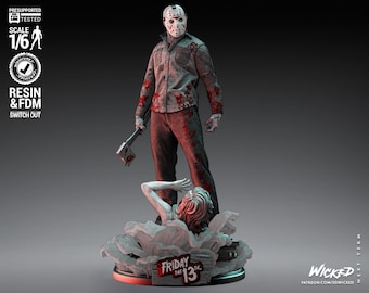 Estátua de Jason Sexta-Feira 13 Wicked3d żywiczna figurka 3dprint, miniatura Halloween niepomalowana