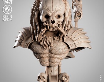 Predator portrait Bust Wicked3d resin 3dprint Marvel figure, miniature unpainted