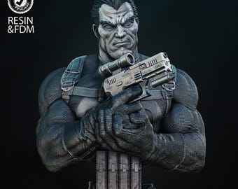 Punisher Bust Wicked3d resin figure 3d Marvel, miniature unpainted