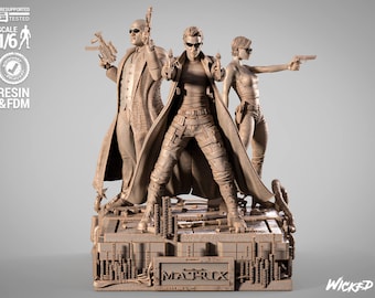 Matrix Trinity Neo Morpheus Diorama Wicked3d resin 3dprint figure, miniature unpainted