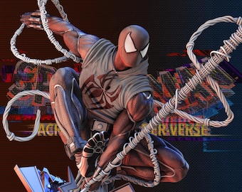Spiderman Scarlet Spider Spiderverse Statue Wicked3d resin figure 3dprint, miniature unpainted