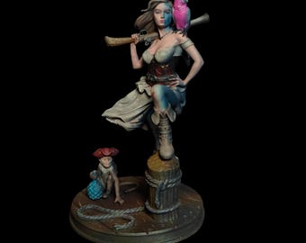 Malowana miniatura DnD/Boss, Główna postać, Pirat z małpką