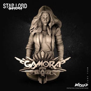 Gamora Bust Guardians of the galaxy Wicked3d żywica 3dprint figurka Marvela, miniatura niepomalowana