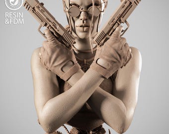 Lara Croft Tomb Raider Bust Wicked3d resin 3dprint figure, miniature unpainted