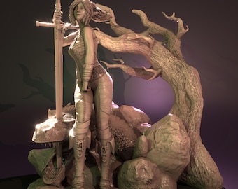 Lia the Dragon Slayer Mimic Girls Statue resin NSFW 3dprint figure, miniature unpainted