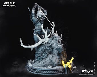 Geralt The Witcher Statue Wicked3d resin 3dprint Marvel figure, miniature unpainted