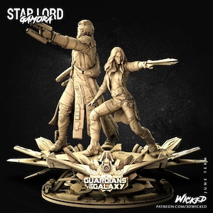 Star Lord i Gamora Strażnicy Galaktyki Diorama Wicked3d żywica 3dprint figurka Marvela, miniatura niepomalowana