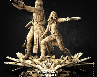 Star Lord i Gamora Strażnicy Galaktyki Diorama Wicked3d żywica 3dprint figurka Marvela, miniatura niepomalowana