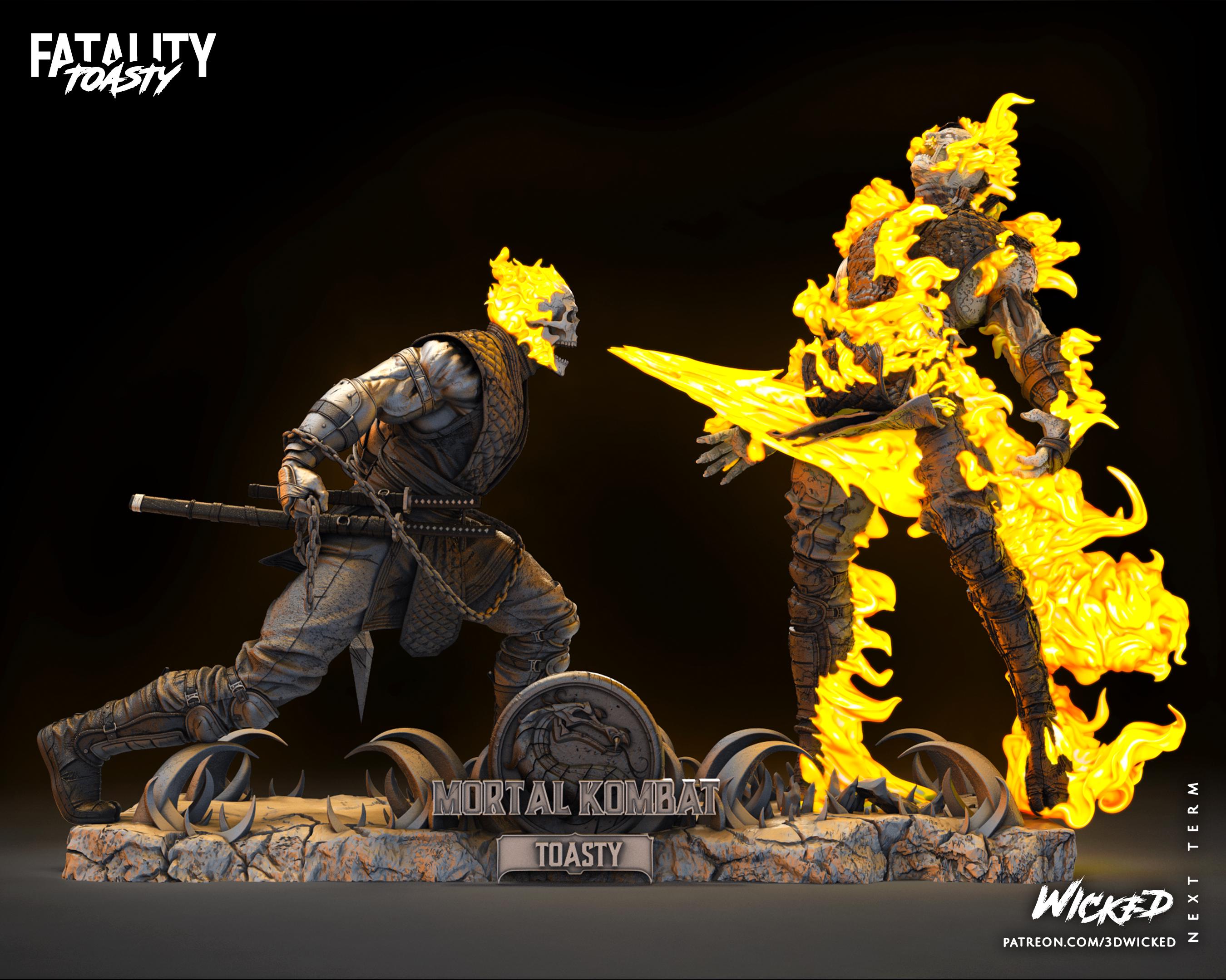 Mortal Kombat Scorpion Toasty Fatality Diorama Wicked3d Resin