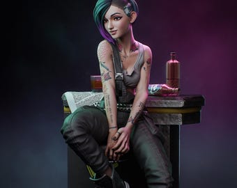 Judy Cyberpunk 2077 Fan Art Statue Bulkmancer resin 3dprint figure, miniature unpainted