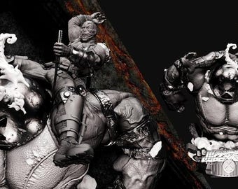 Juggernaut i Deadpool Bust Wicked3d żywiczna figurka Marvela 3dprint, miniatura niepomalowana