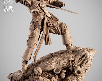 Jack Sparrow Pirates of the Caribean Statue Wicked3d resin 3dprint figure, miniature unpainted