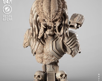 Predator Bust Wicked3d resin 3dprint Marvel figure, miniature unpainted