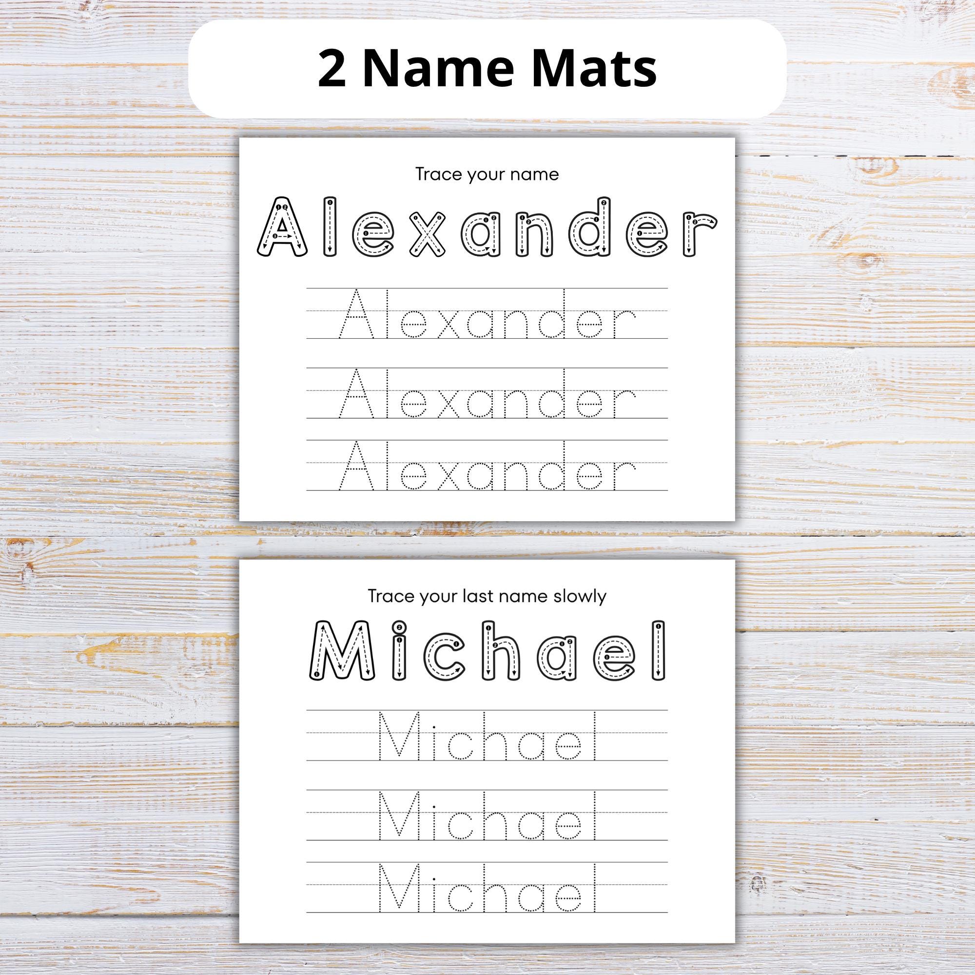 Fun Name Writing Mat Personalized Name Tracing Mats | Alphabet, Numbers & Shapes | Reusable ...