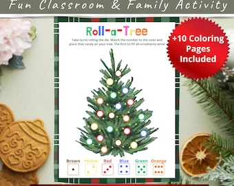 Roll a Tree Christmas Game | Candy Dice Game (Letter PDF)