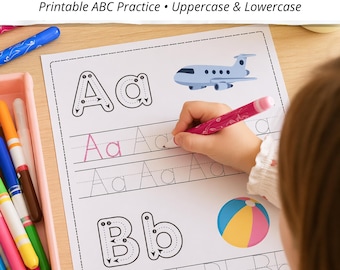 Alphabet Tracing Worksheets for Kids, ABC Writing Practice, Preschool & Kindergarten, Letter Tracing, Homeschool Printable PDF