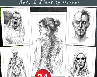 Creepy Gothic Horror Coloring Book – Adult Grayscale Fantasy (PDF Pattern)