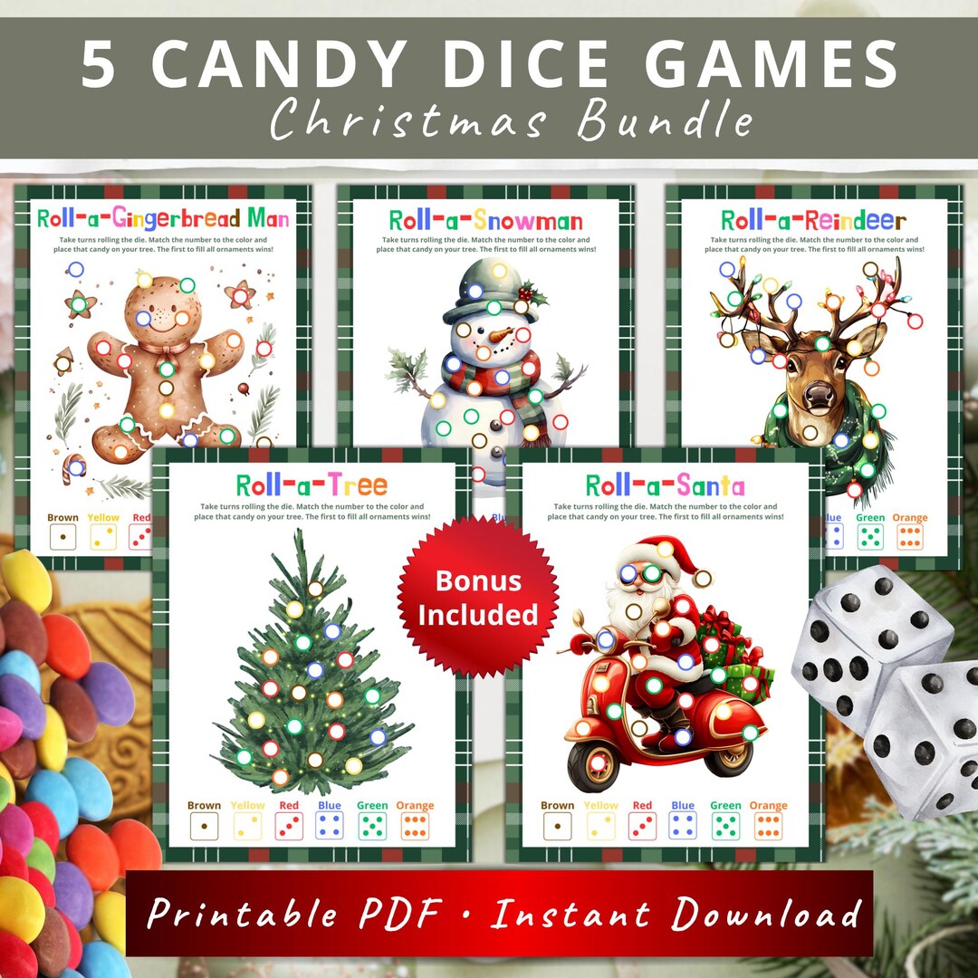 Christmas Candy Dice Game Bundle – Printable Holiday Activity (PDF) - Etsy