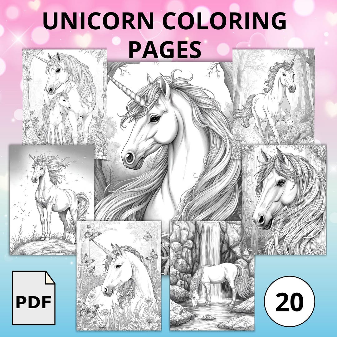 Unicorn Coloring Book for Kids & Adults | 20 Relaxing Art Pages ...