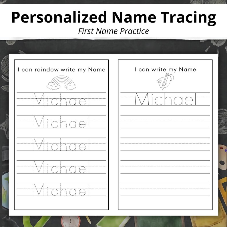 Custom Name Tracing Worksheet | Kids Handwriting Practice (digital ...
