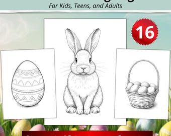 Realistic Easter Coloring Pages – 16 Sketch Bunny Designs | Printable PDF for Kids, Teens & Adults