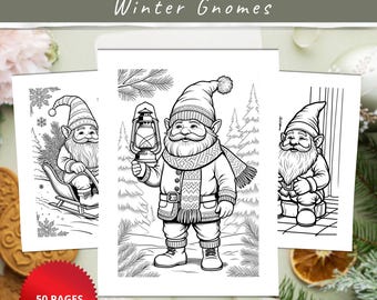 Christmas Gnome Coloring Book | 50 Printable Holiday Designs for Kids & Adults (PDF)