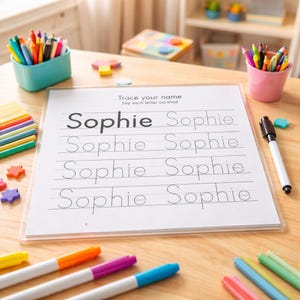 Personalized Name Tracing Mats | Alphabet, Numbers & Shapes | Reusable Laminated Preschool Writing Practice