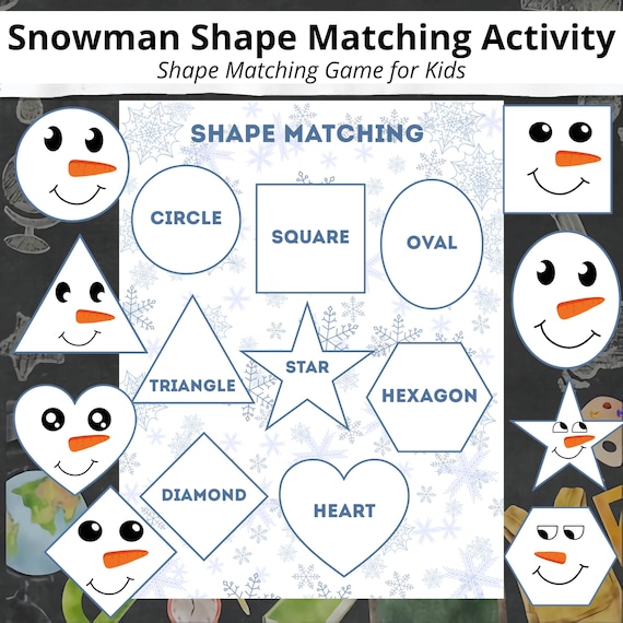 Snowman Shape Match Activity | 8 Shapes | Activity + Cut-Out Sheets | Preschool PDF | Montessori & Special Education