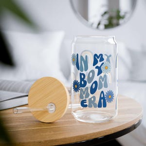 In My Boy Mom Era Glass | Coffee Cup For Moms | Gifts For Mom | Mother&#39;s Day Gift | Glass Sipper | Iced Coffee Glass | Beer Can Glass