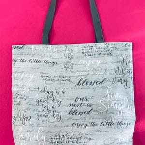 Inspirational Canvas Cotton Tote Bag. Perfect For Shopping. School. Work. Gift For Her.  Reusable Tote Bag. Machine Washable.