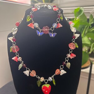 Strawberry Fields Necklace with Matching Bracelet