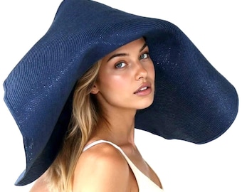 Sombrero de sol hecho a mano: sombrero de playa de ala ancha con pañuelo de gasa.