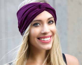 Women's Turban Headband, Burgundy Wine Boho Chic Hair Accessory, Hair Wrap, Head Wrap, Hippie Gift For Her, Stocking Stuffer