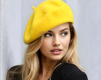 Wool French Beret: Yellow Beret