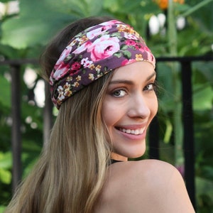 Turban Headband, Floral Turban Hat, Yoga Headband, Hair Wrap, Turban Twist Hair Accessory, Beach Style Summer Fashion, Soft Headband