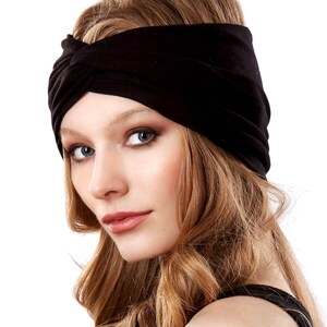 Black Turban Headband: Wide Stretch Headband