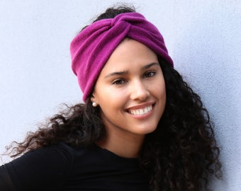 Cashmere Knit Turban Headband: Women's Boho Ear Warmer