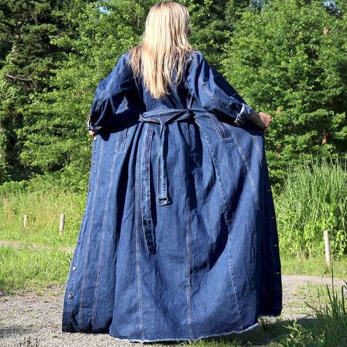 maxi denim coat