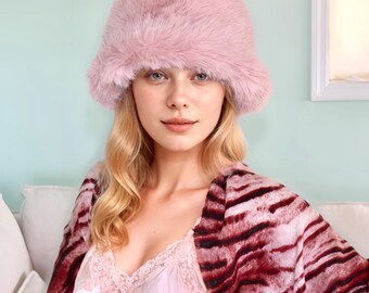 Handmade Faux Fur Bucket Hat, Plush Winter Accessory
