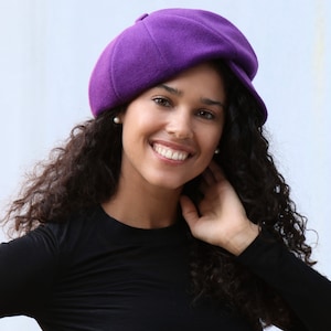 Cashmere Newsboy Cap, 8 Piece Beret Cap, Women&#39;s Newsboy Hat, Winter Hat, Warm Hat, Soft Cap, Women&#39;s Hat, Gift For Her, Women&#39;s Cap
