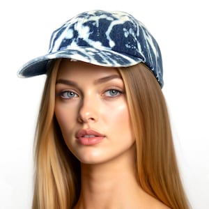 Bleached Denim Baseball Cap: Reverse Tie-Dye Cotton Sun Hat