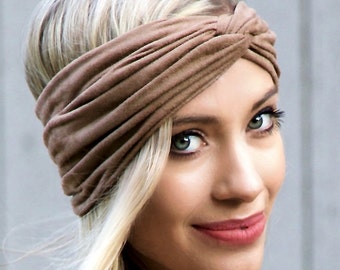 Vegan Suede Headband Women's Headband Soft Headband Bohemian Hippie Fall Fashion Head Wrap Hair Scarf Tan Faux Suede Faux Leather Women