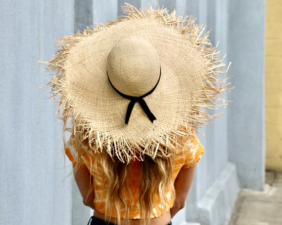 Straw Hat, Raffia Sun Hat, Handmade Beach Sun Hat, Summer Accessories, Summer Hat, Summer Beach Hat, Hat For Women, Frayed Fringe Sun Hat